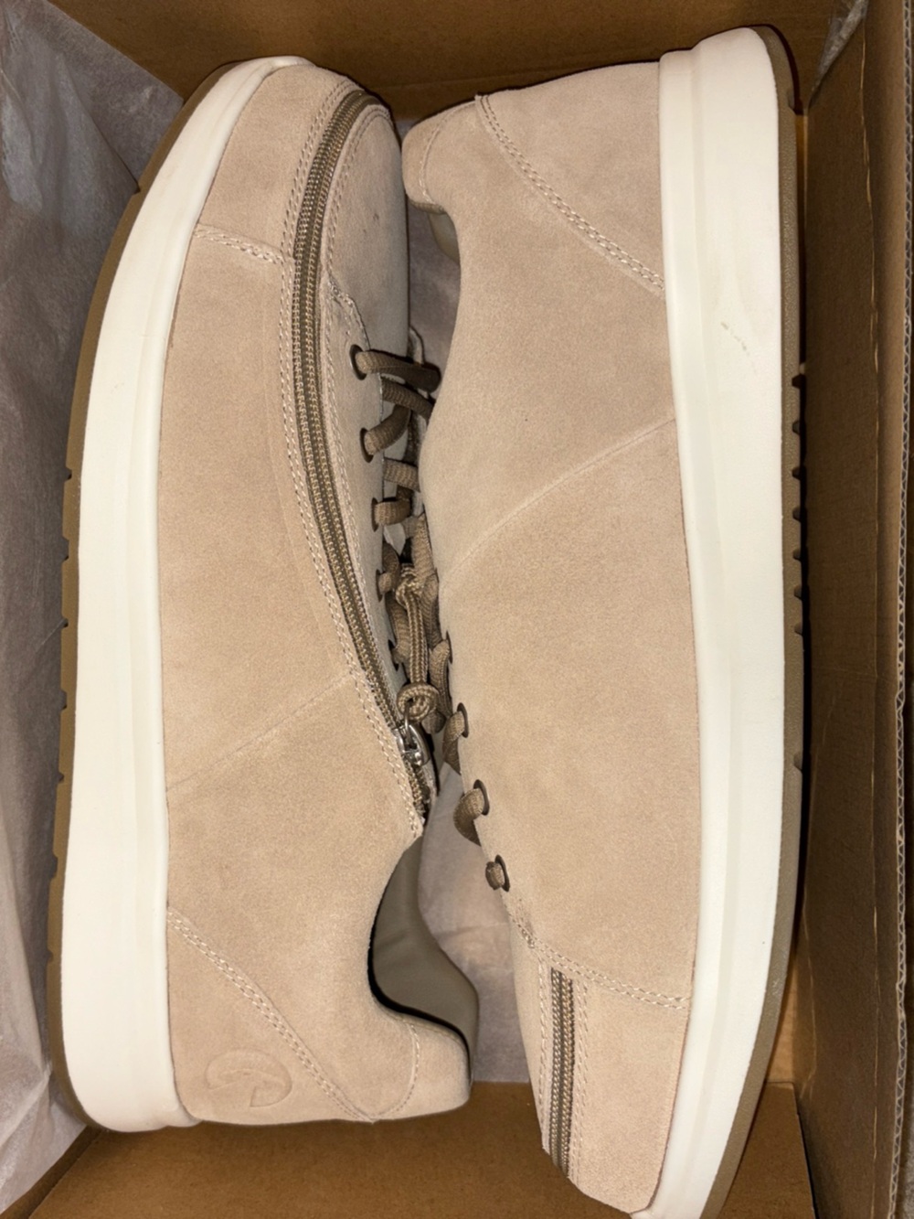 Billy Footwear Zipper Comfort Suede Wide Mens Size 13 W Beige